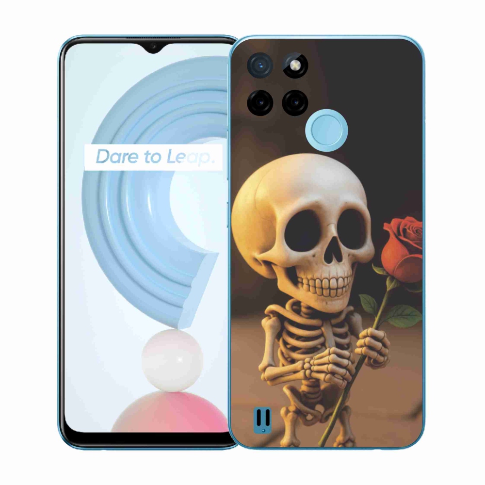 Gél borítás mmCase a Realme C21Y/C25Y készülékhez - csontváz rózsával