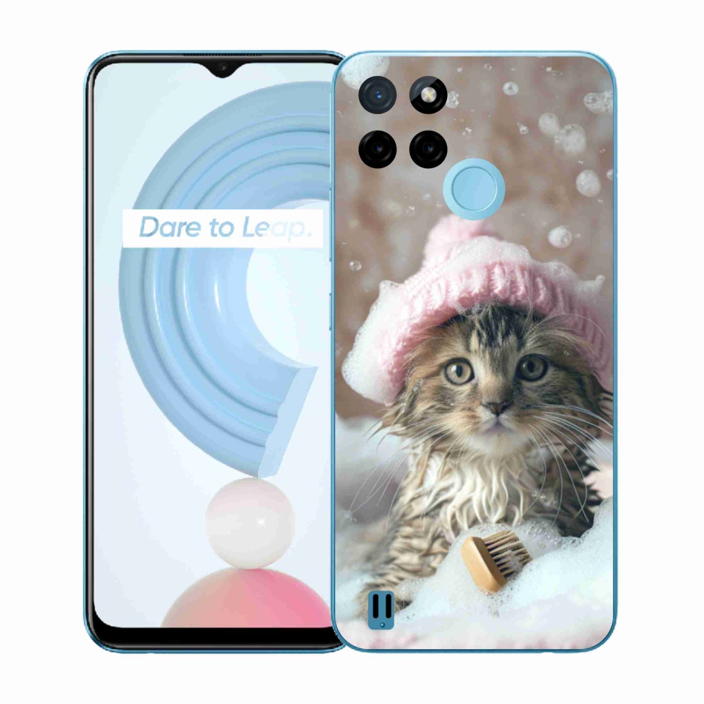 Zselés borítás mmCase a Realme C21Y/C25Y készülékhez - cica és fürdés