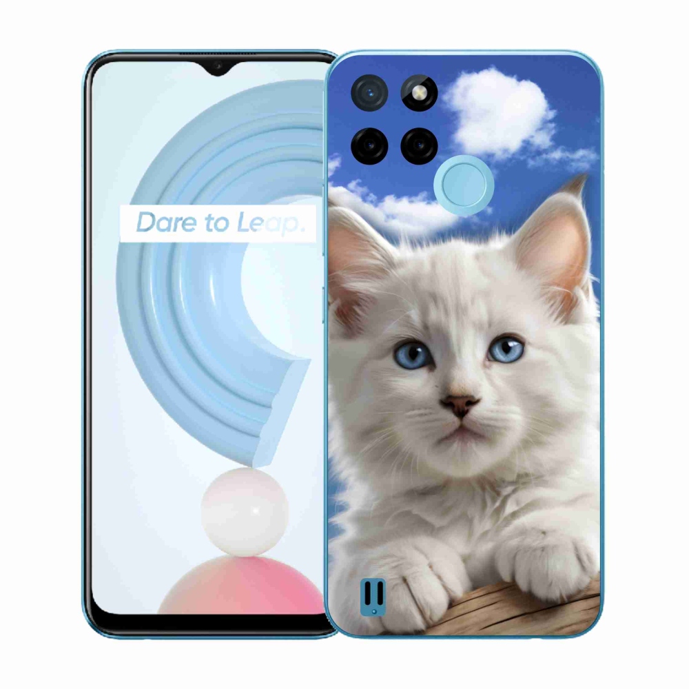 Zselés borítás mmCase a Realme C21Y/C25Y készülékhez - cica és felhők