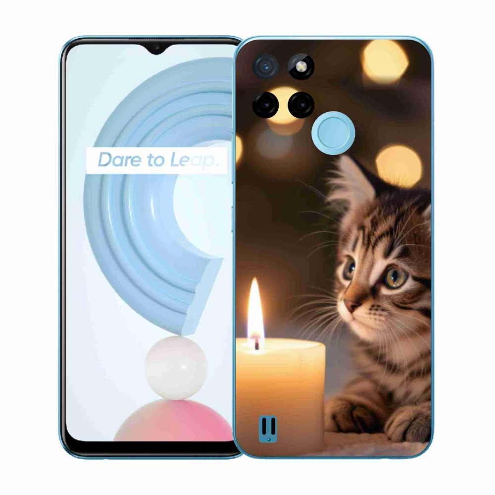 Zselés borítás mmCase a Realme C21Y/C25Y készülékhez - cica és gyertya