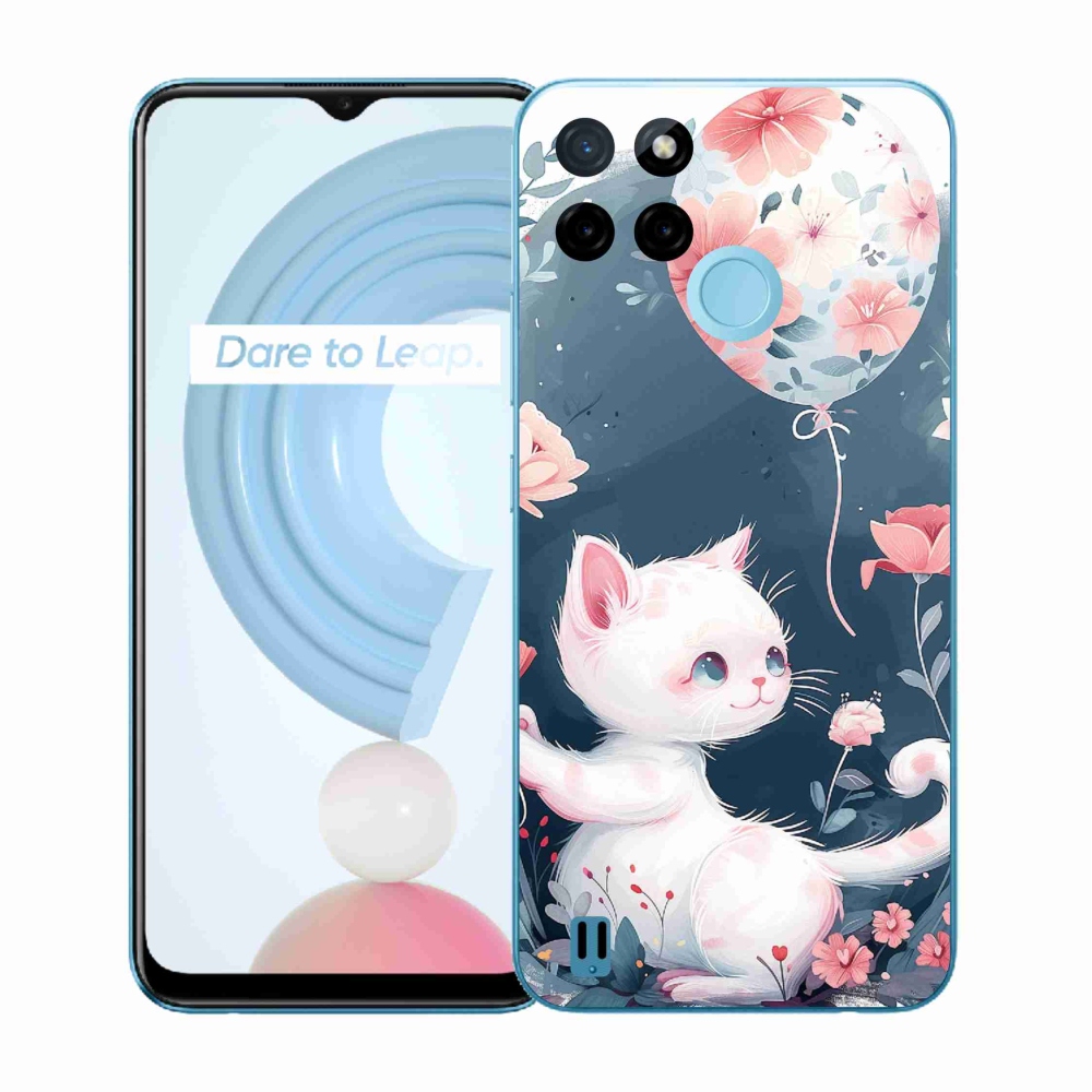 Gél borítás mmCase a Realme C21Y/C25Y készülékhez - cica lufival
