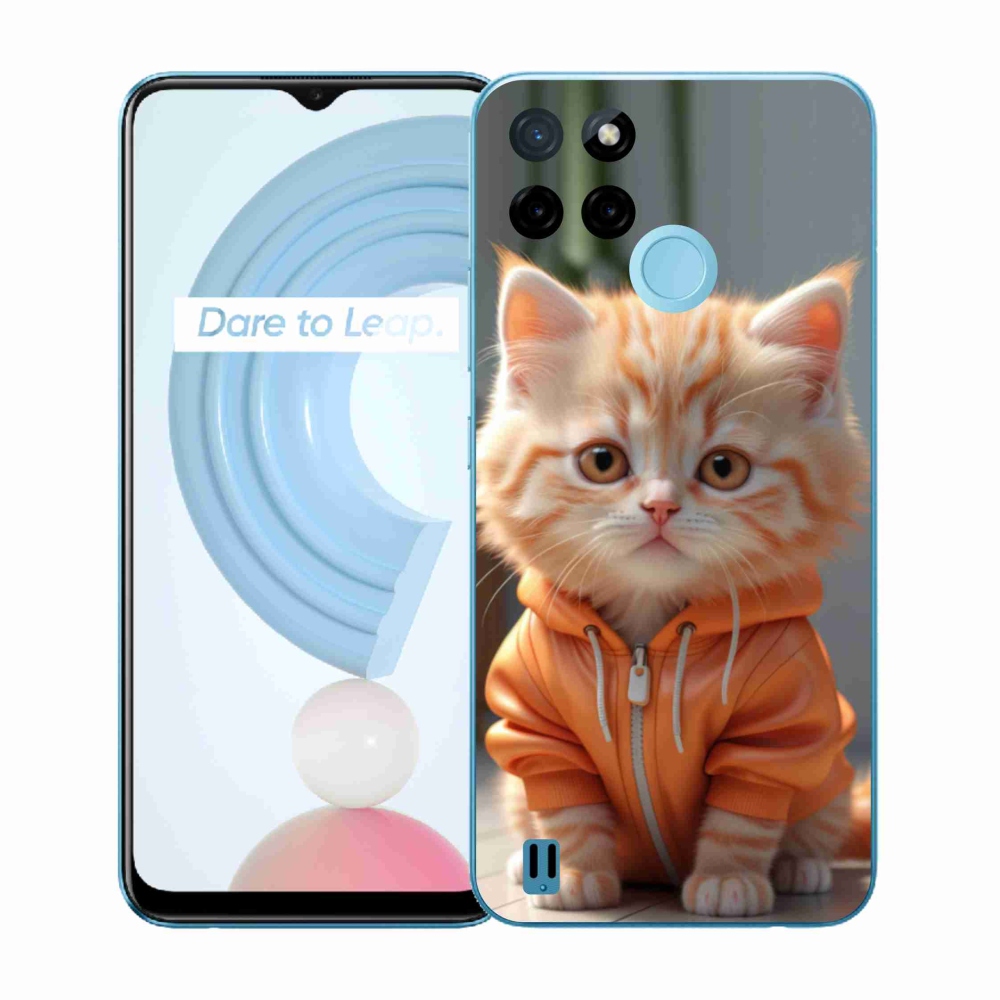 Gél borítás mmCase a Realme C21Y/C25Y készülékhez - cica kapucnis pulóverben