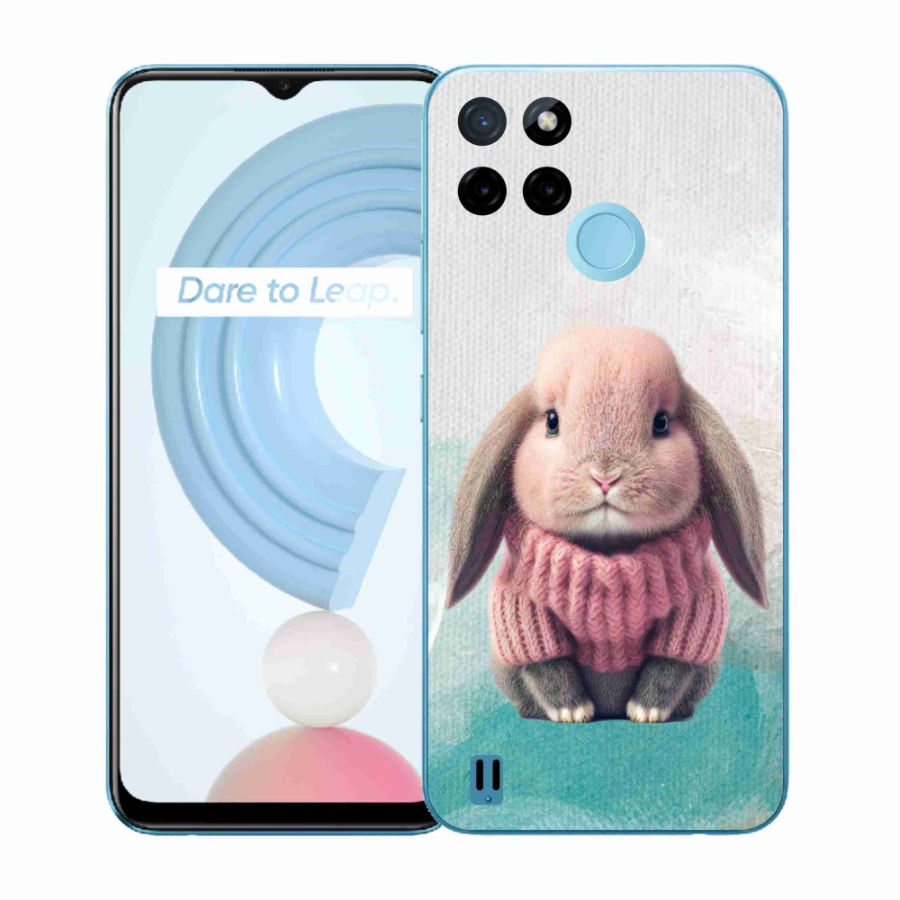 Zselés borítás mmCase a Realme C21Y/C25Y készülékhez - nyúl pulóverben