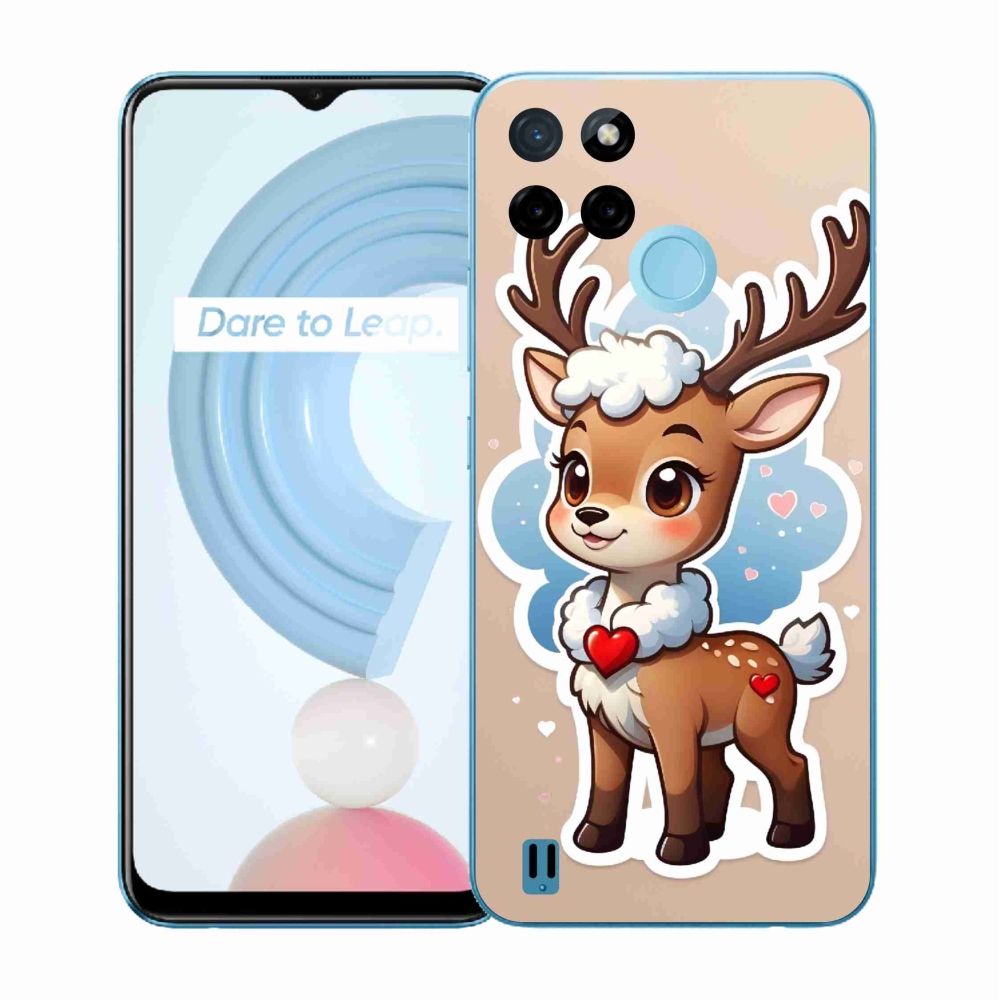 Zselés borító mmCase a Realme C21Y/C25Y készülékhez - rajzfilm rénszarvas