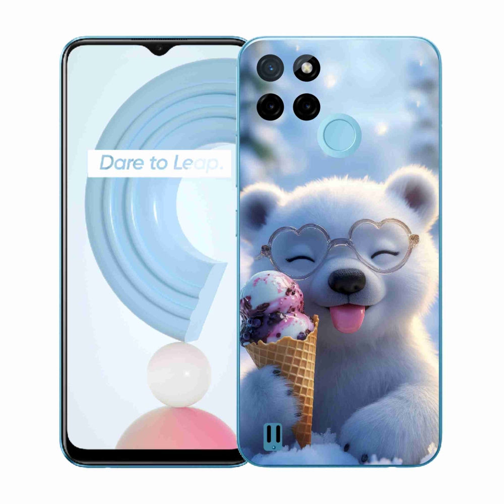 Gél borítás mmCase a Realme C21Y/C25Y készülékhez - mackó fagylalttal