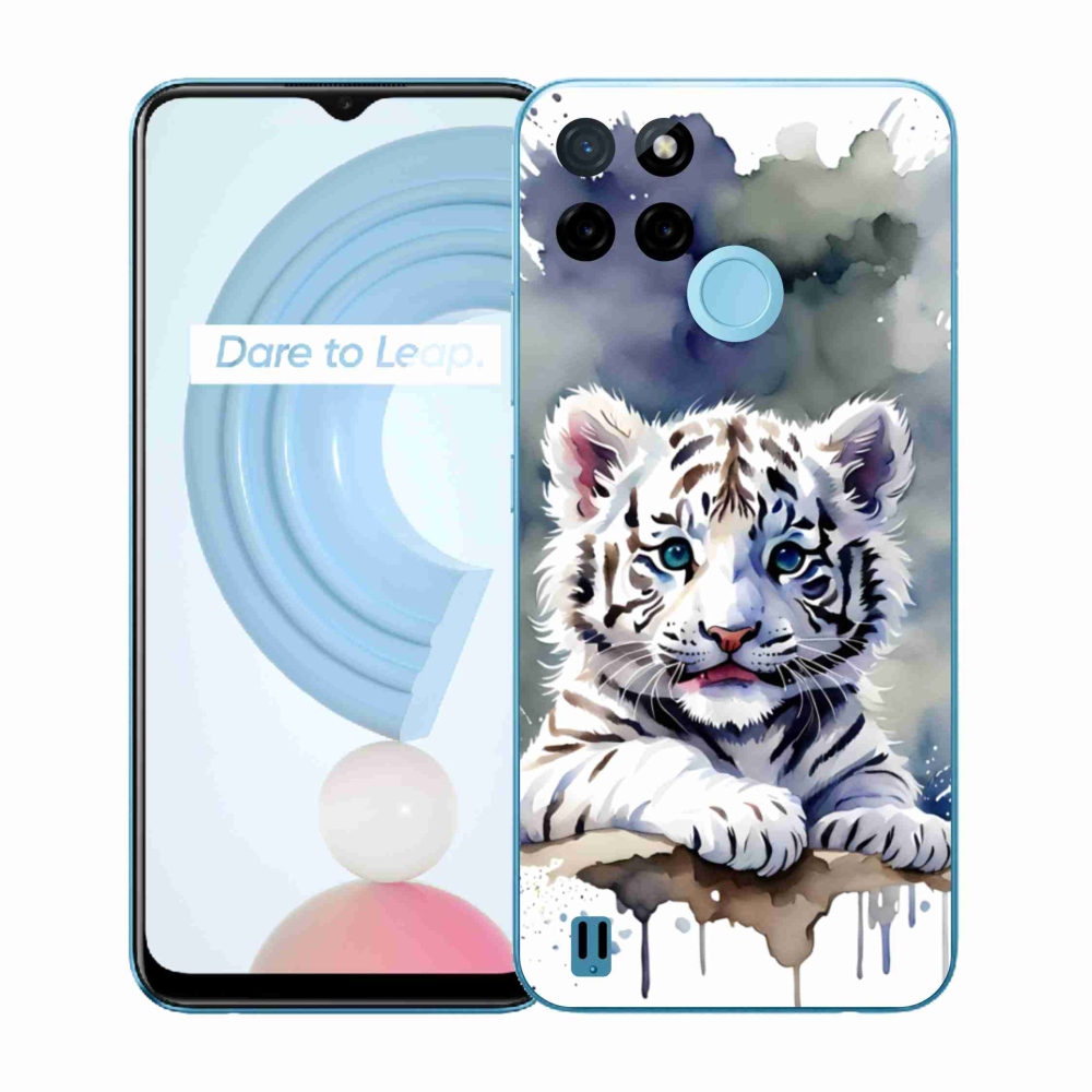 Zselés borítás mmCase a Realme C21Y/C25Y készülékhez - fehér tigriskölyök