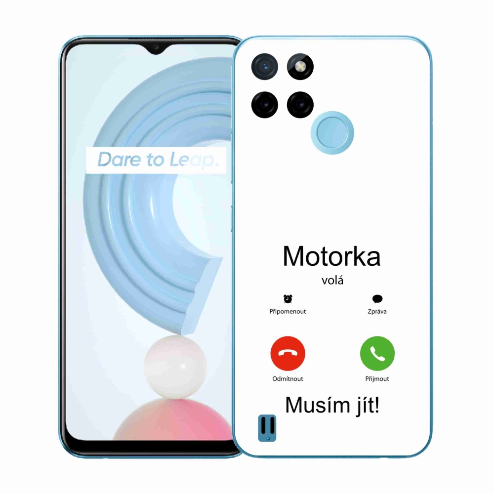 Gél borító mmCase a Realme C21Y/C25Y készülékhez - motoros hívó fehér háttér