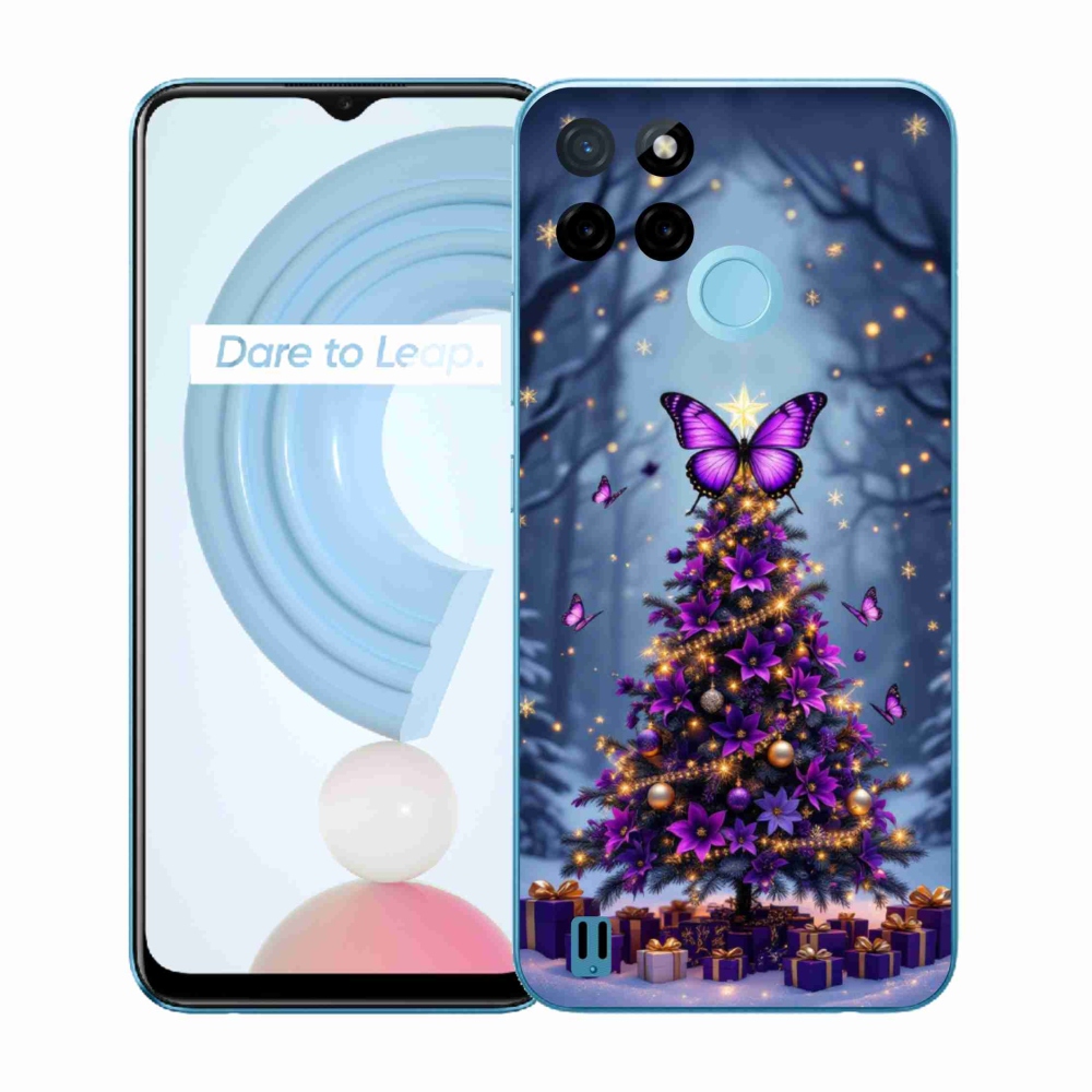 Gél borítás mmCase a Realme C21Y/C25Y készülékhez - pillangó karácsonyfa