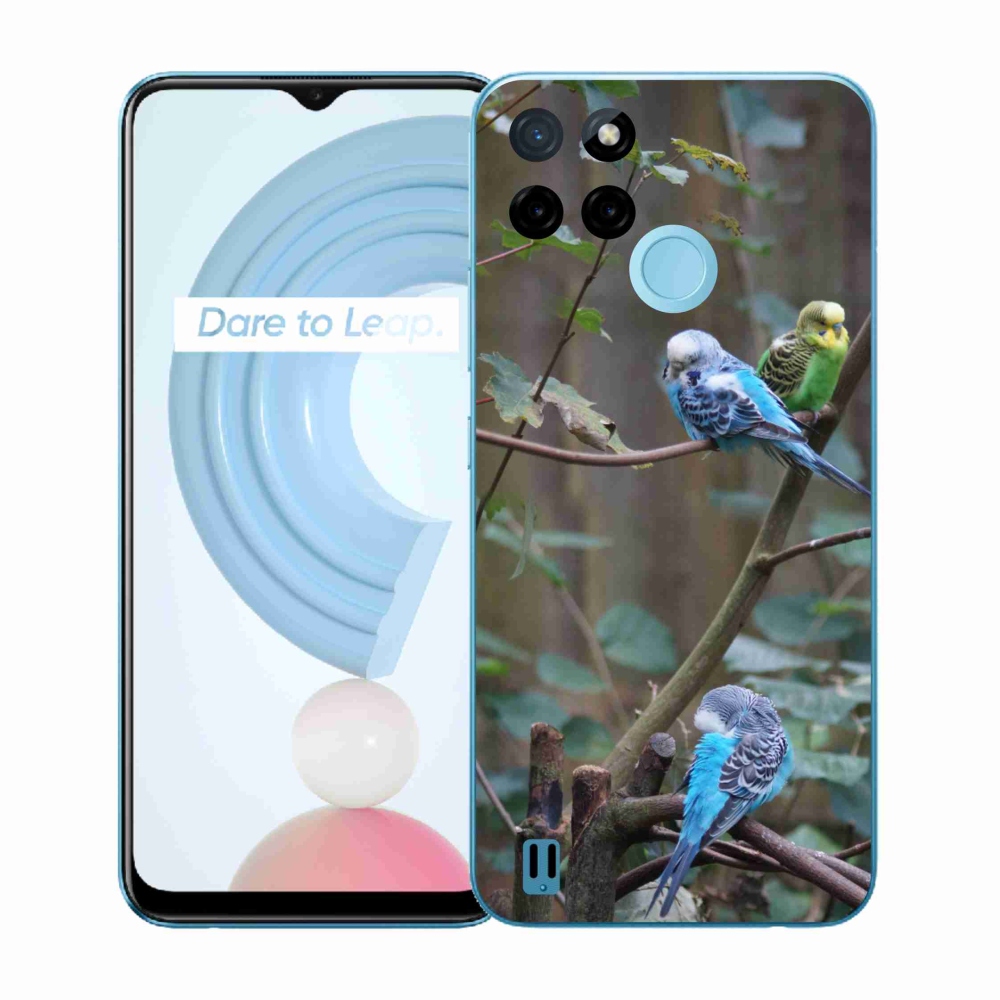 Zselés borító mmCase a Realme C21Y/C25Y készülékhez - papagájok az ágon