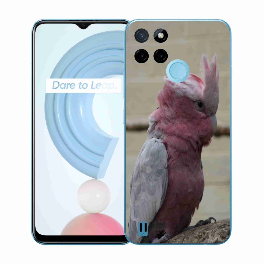 Zselés tok mmCase a Realme C21Y/C25Y készülékhez - papagáj kakadu rózsaszínű