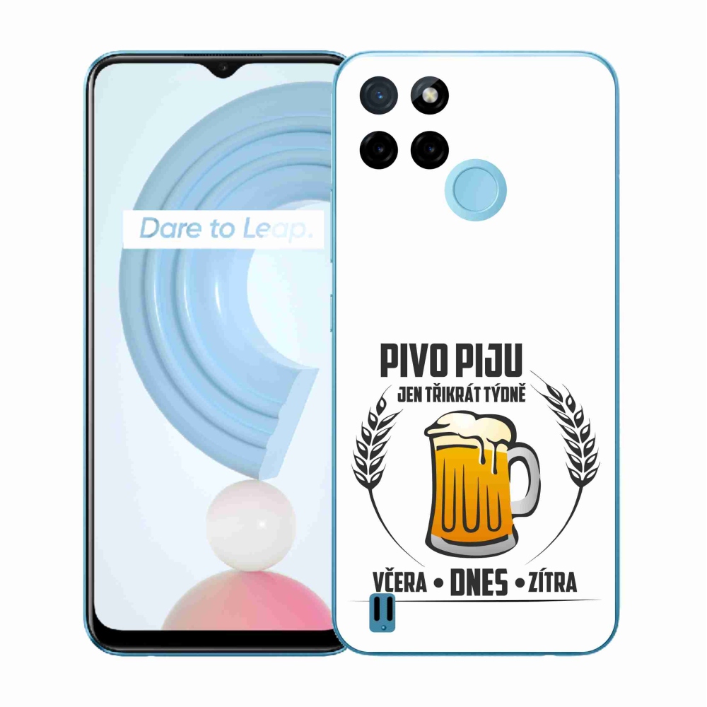 Zselés borító mmCase a Realme C21Y/C25Y készülékhez - sör motívum fehér alapon