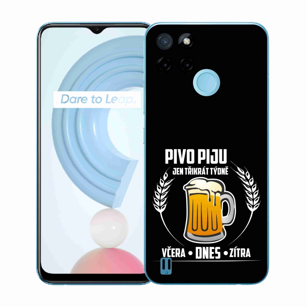 Gél borító mmCase a Realme C21Y/C25Y készülékhez - sör motívum fekete háttérrel