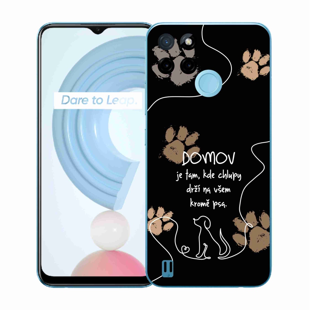Zselés borító mmCase a Realme C21Y/C25Y készülékhez - kutya motívum fekete háttérrel
