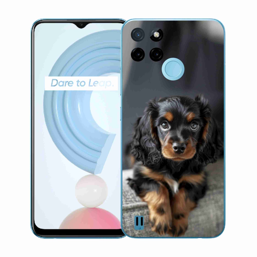Gélburkolat mmCase a Realme C21Y/C25Y készülékhez - aranyos hosszúszőrű tacskó