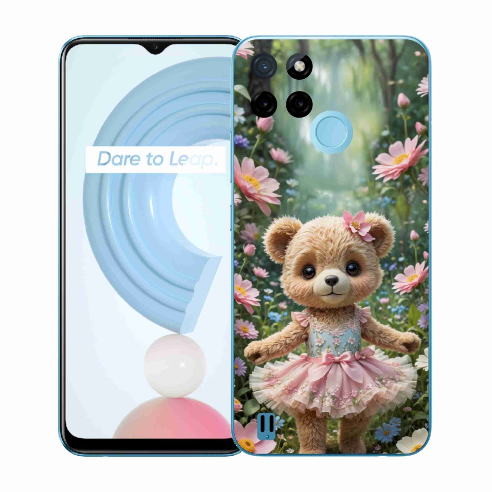 Zselés borítás mmCase a Realme C21Y/C25Y készülékhez - aranyos virágos mackó