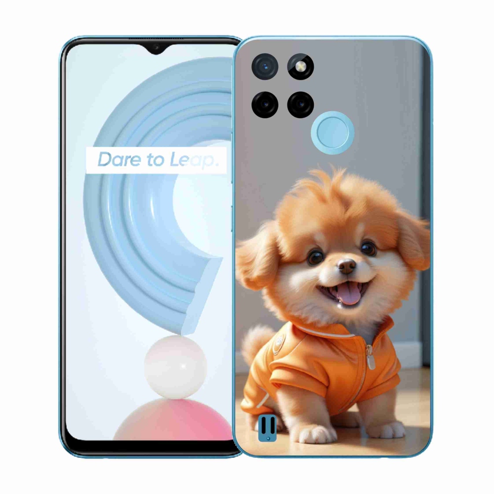 Gél borítás mmCase a Realme C21Y/C25Y készülékhez - aranyos pomerániai kapucnis pulóverben