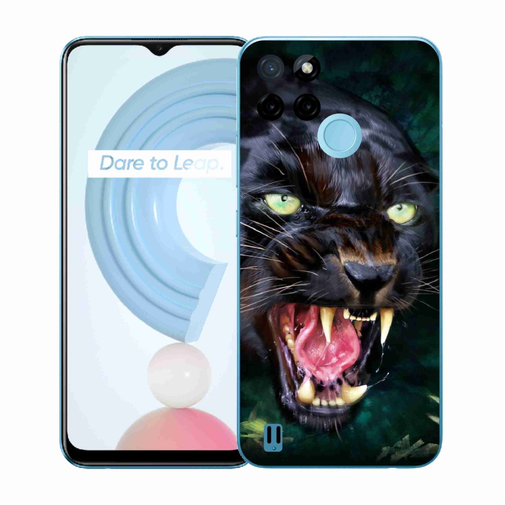 Zselés borítás mmCase a Realme C21Y/C25Y készülékhez - dühös fekete párduc