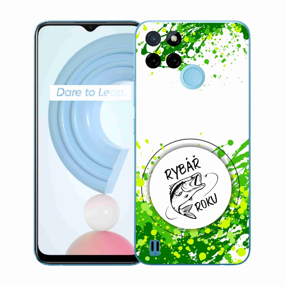 Zselés borító mmCase a Realme C21Y/C25Y készülékhez - az év horgásza fehér háttérrel