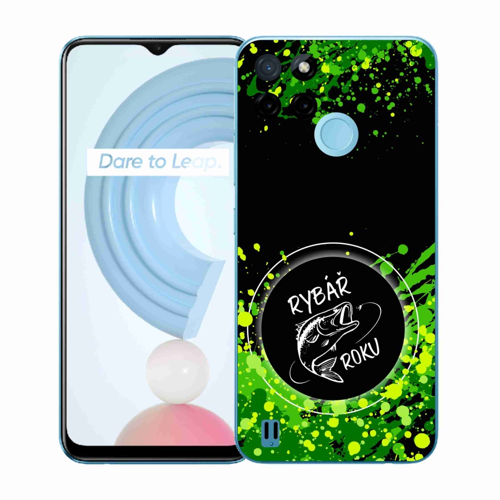 Zselés borító mmCase a Realme C21Y/C25Y készülékhez - az év horgásza fekete háttérrel