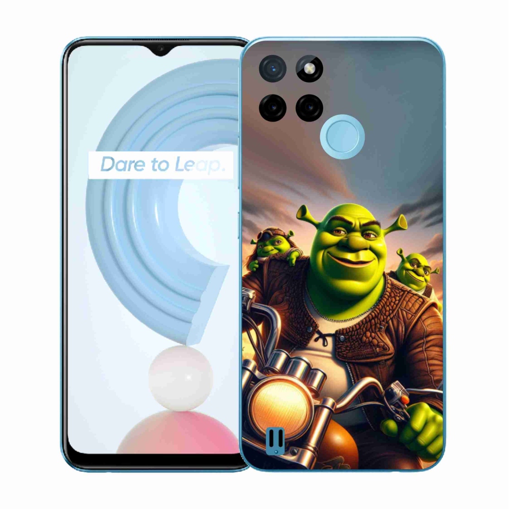 Gél borítás mmCase a Realme C21Y/C25Y készülékhez - shrek a motorkerékpáron