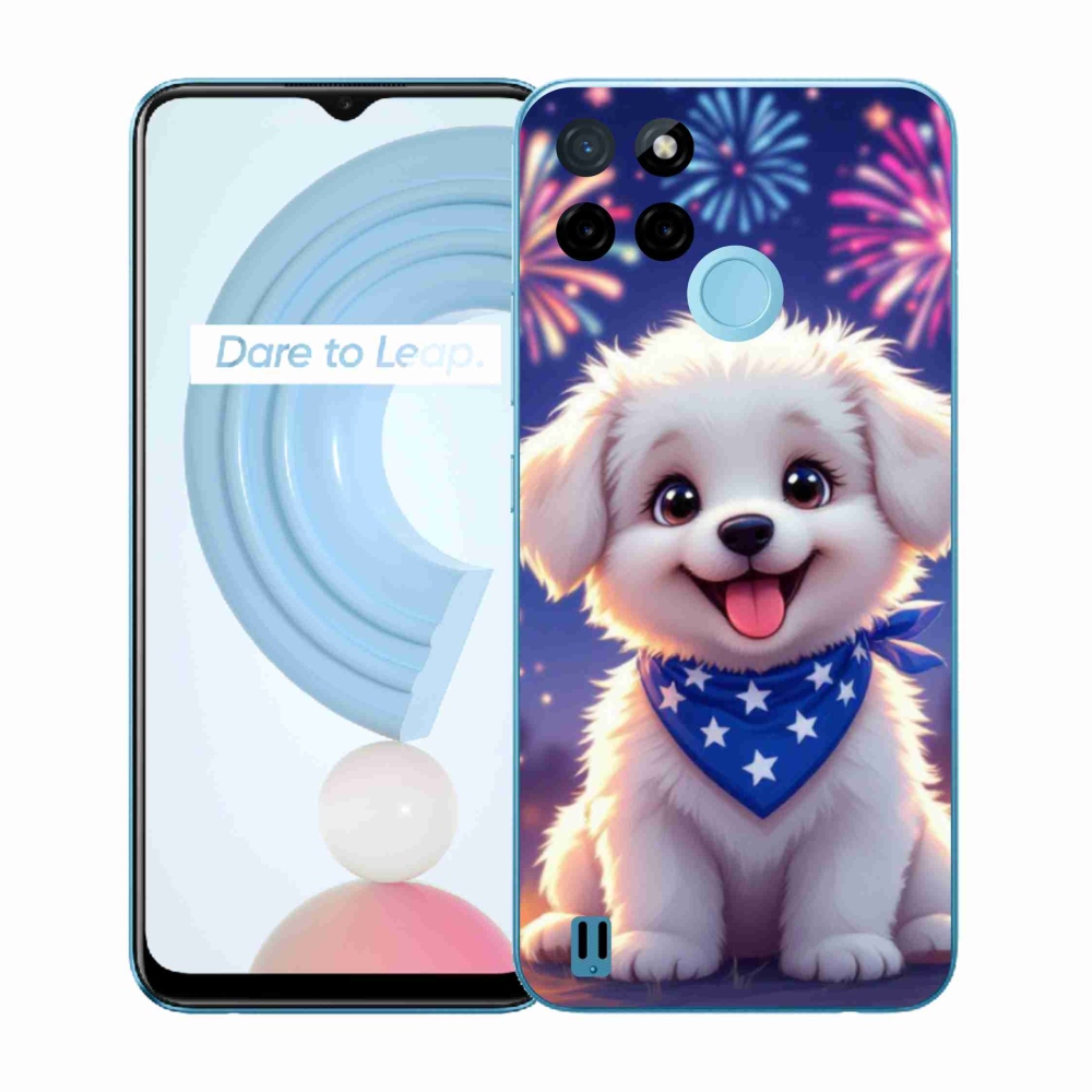 Zselés borítás mmCase a Realme C21Y/C25Y készülékhez - ünnepi kölyökkutyakölyök