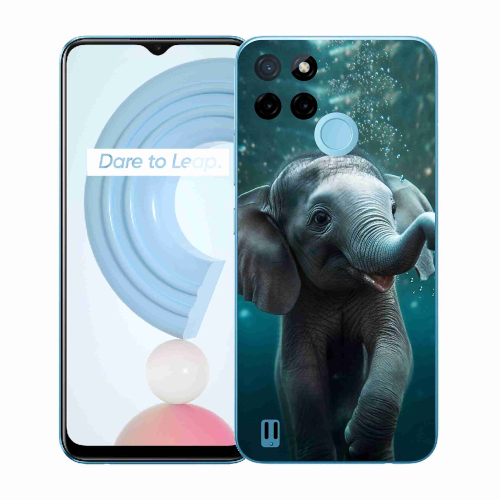 Zselés borítás mmCase a Realme C21Y/C25Y készülékhez - elefánt a víz alatt