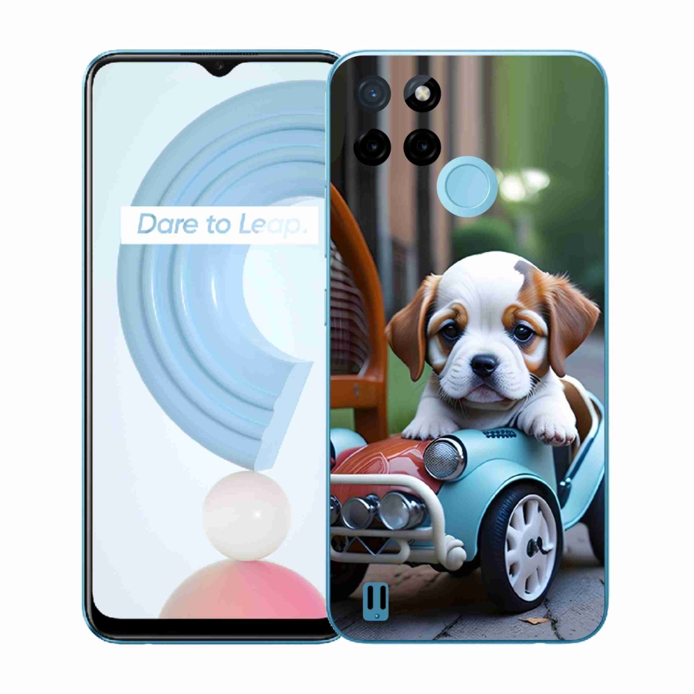 Zselés borítás mmCase a Realme C21Y/C25Y készülékhez - kiskutya retro autóban