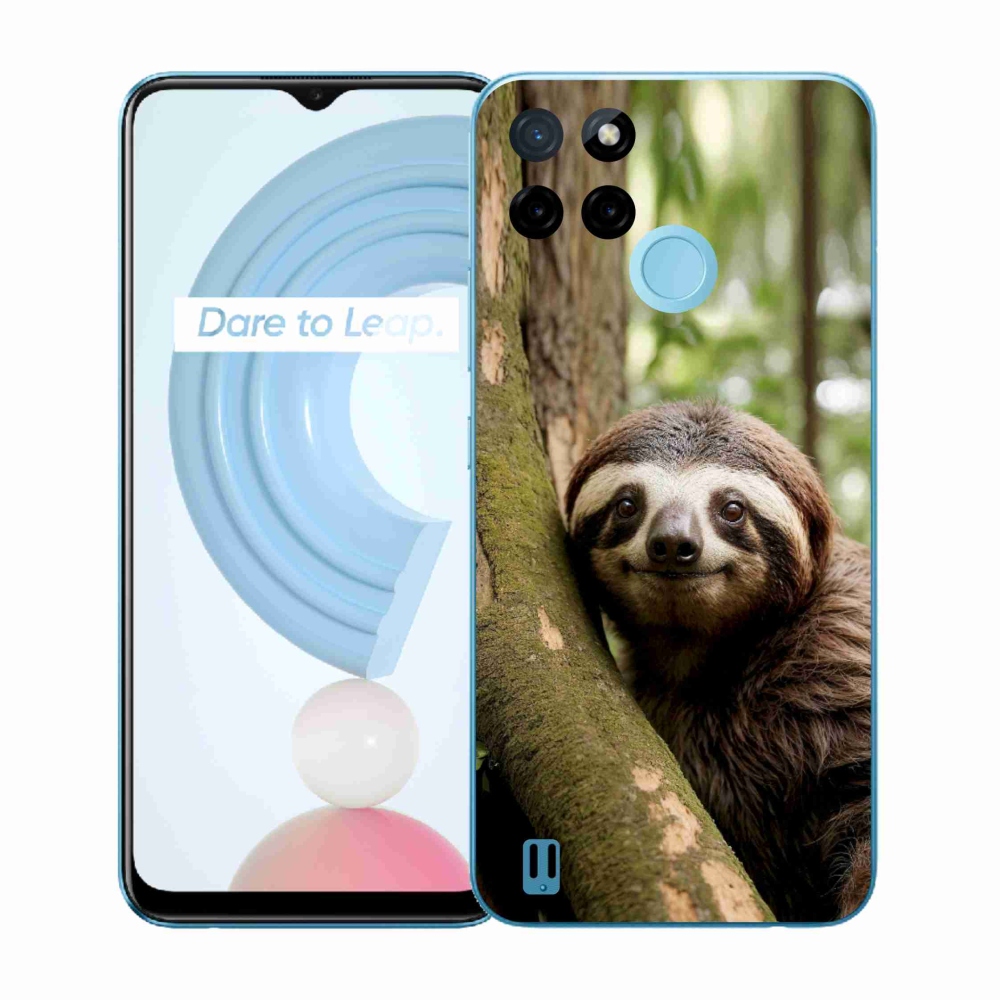 Zselés borítás mmCase a Realme C21Y/C25Y készülékhez - mosolygó lajhár
