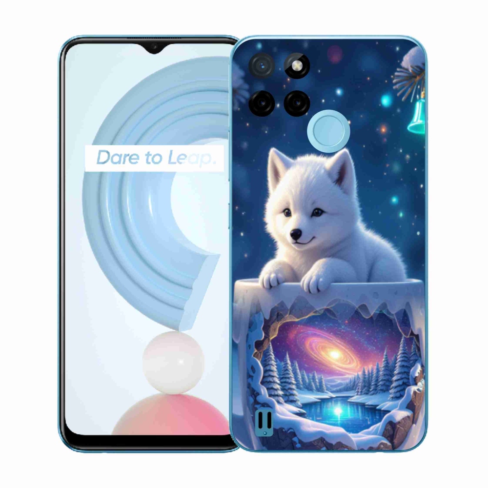 Zselés borítás mmCase a Realme C21Y/C25Y készülékhez - Karácsonyi kölyökkutyus