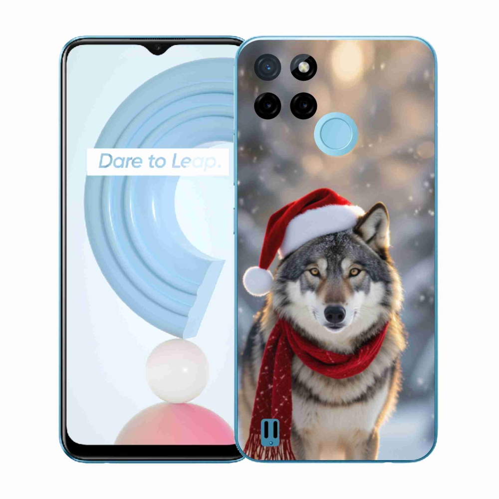 Zselés borítás mmCase a Realme C21Y/C25Y készülékhez - Karácsonyi farkas