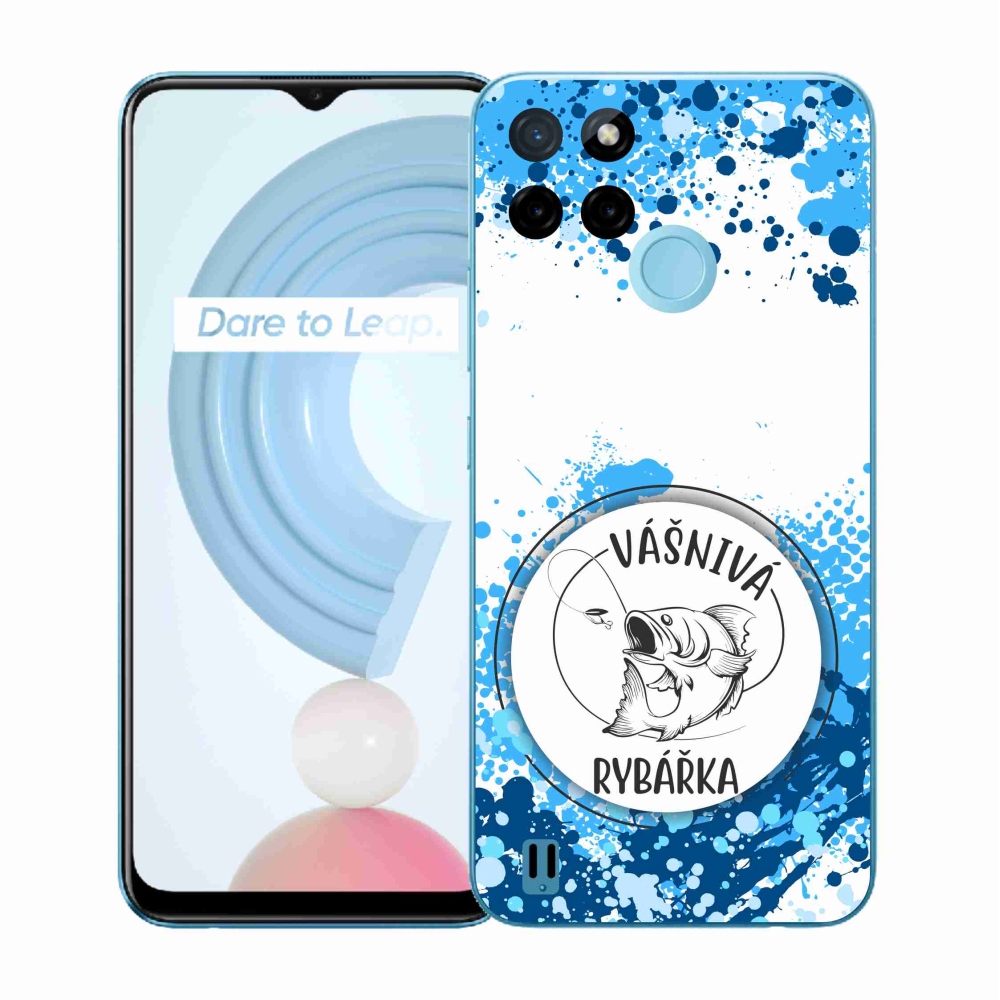 Gél borító mmCase a Realme C21Y/C25Y készülékhez - szenvedélyes halásznő fehér háttérrel