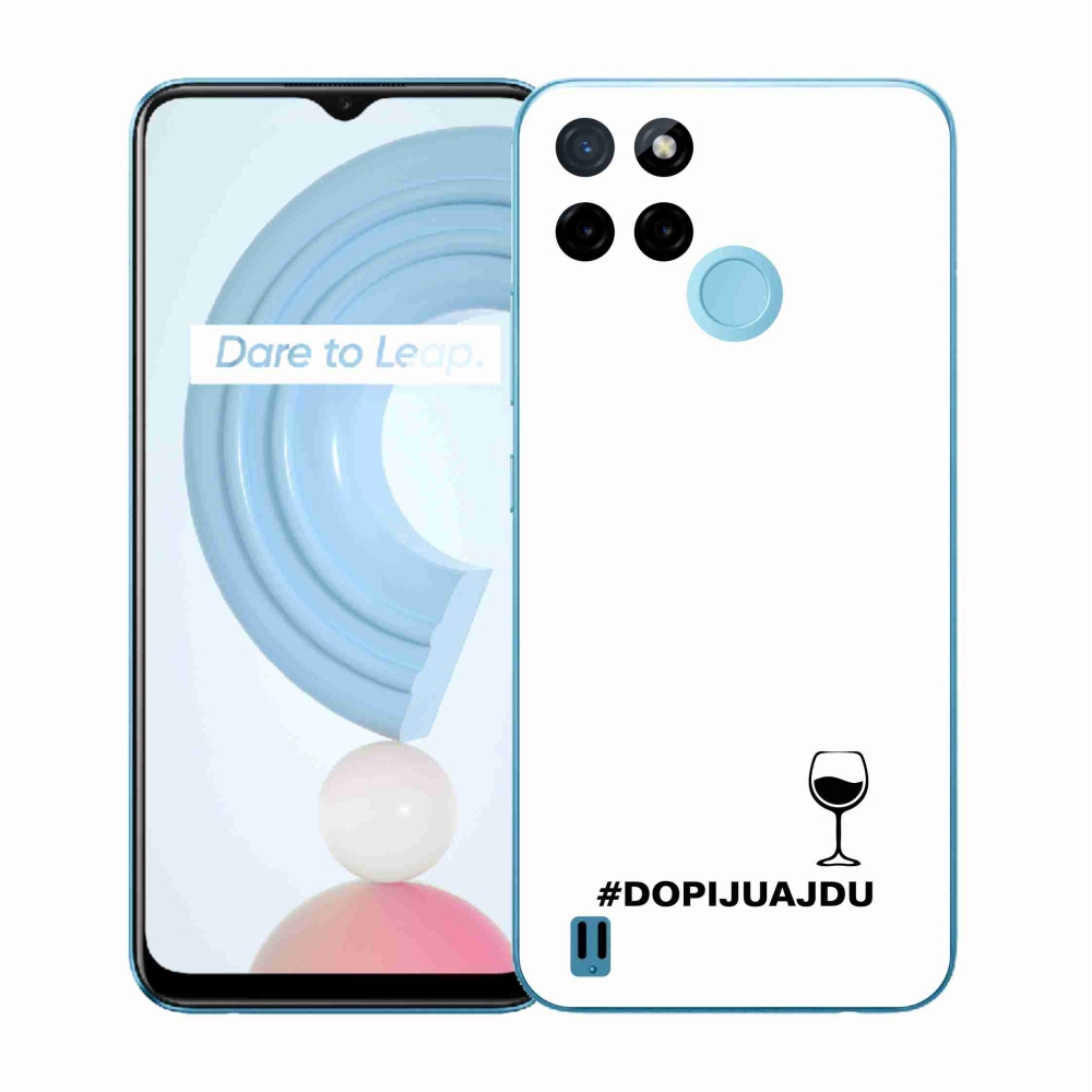 Gél borítás mmCase a Realme C21Y/C25Y készülékhez - bor motívum fehér háttérrel