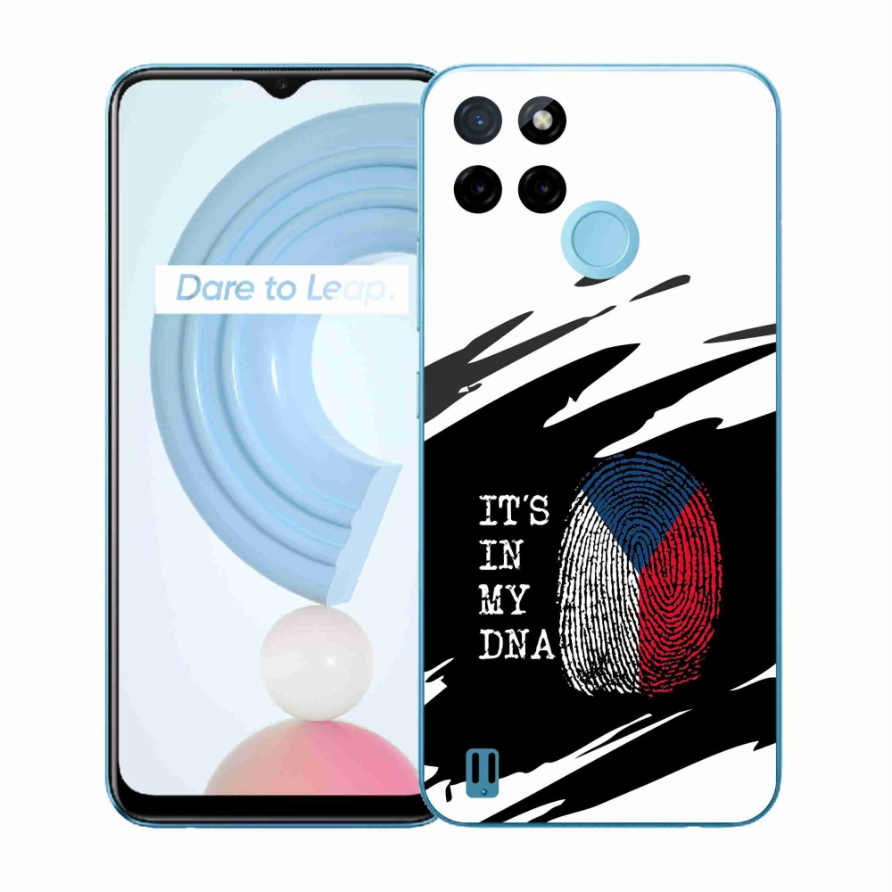 Gél borító mmCase a Realme C21Y/C25Y készülékre - zászlós ujjlenyomat fekete és fehér háttérrel