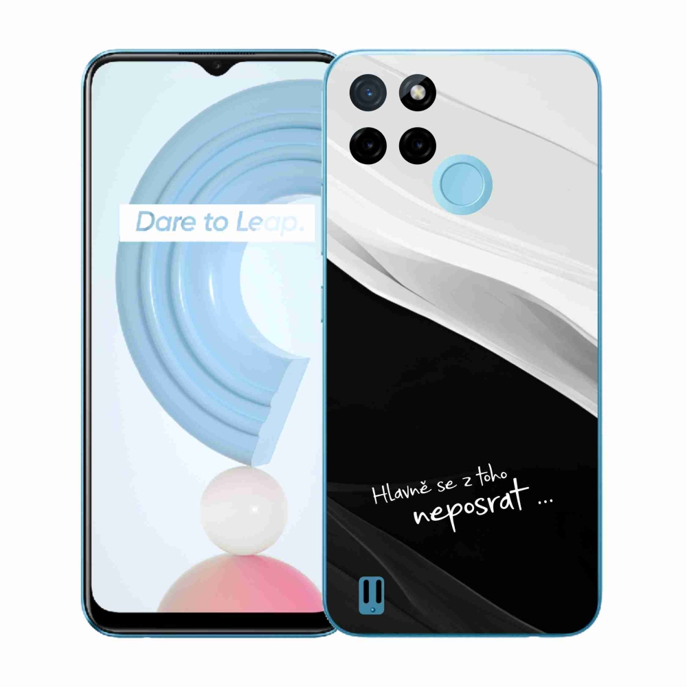 Zselés borító mmCase a Realme C21Y/C25Y készülékhez - vicces szöveg 13 fekete-fehér háttérrel