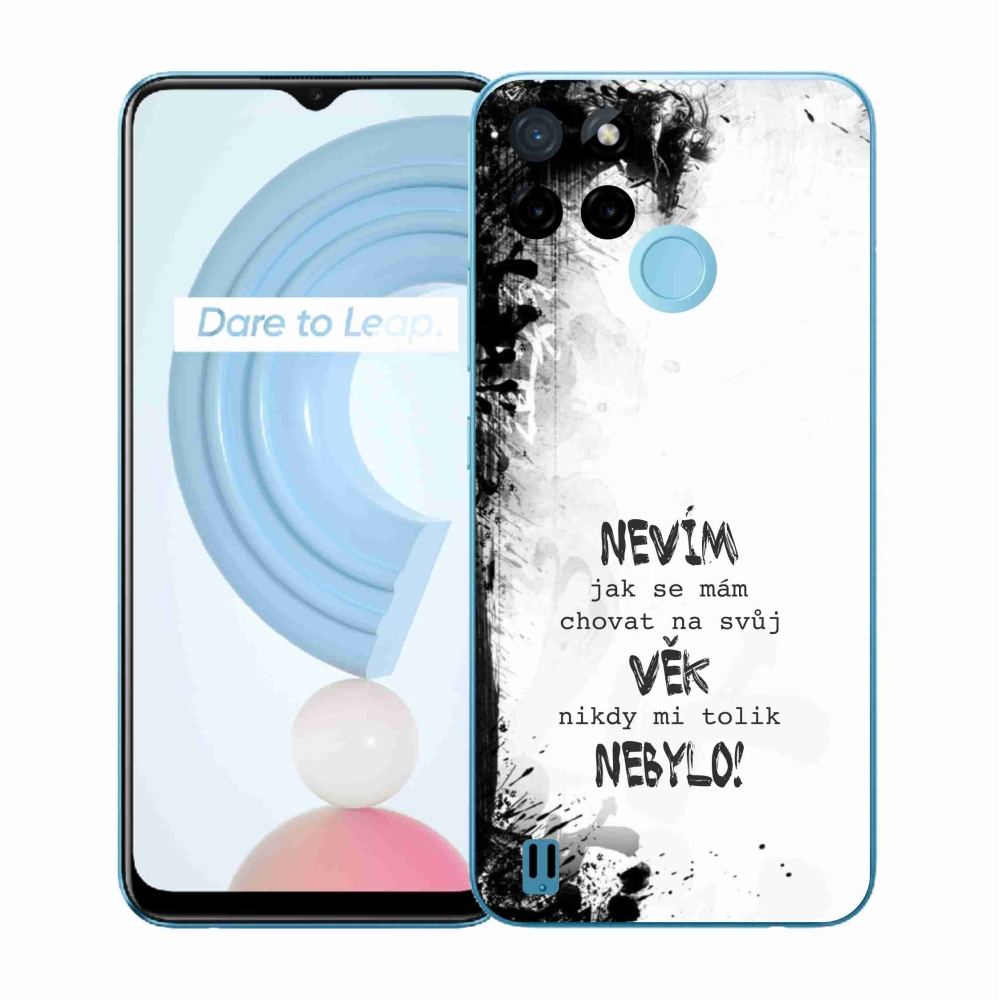 Zselés borító mmCase a Realme C21Y/C25Y készülékhez - vicces szöveg 14 fehér háttér