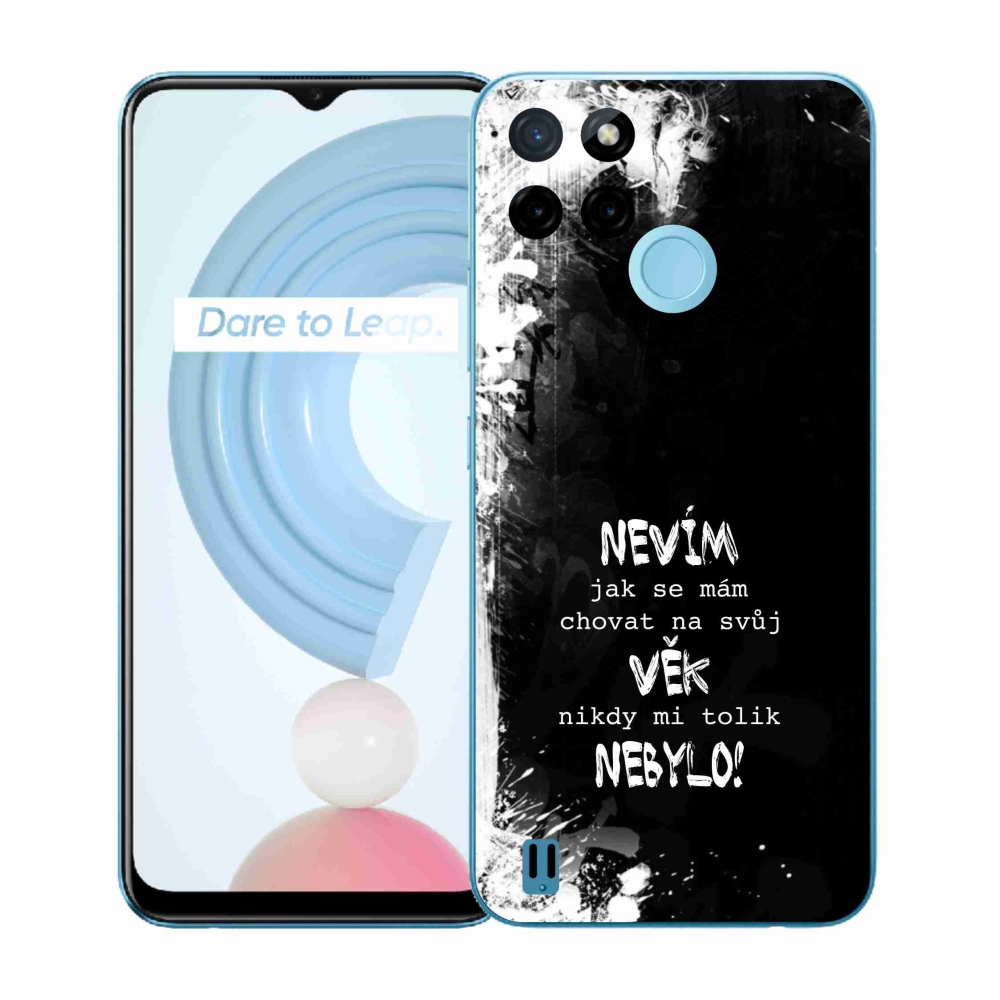 Gél borító mmCase a Realme C21Y/C25Y készülékhez - vicces szöveg 14 fekete háttér