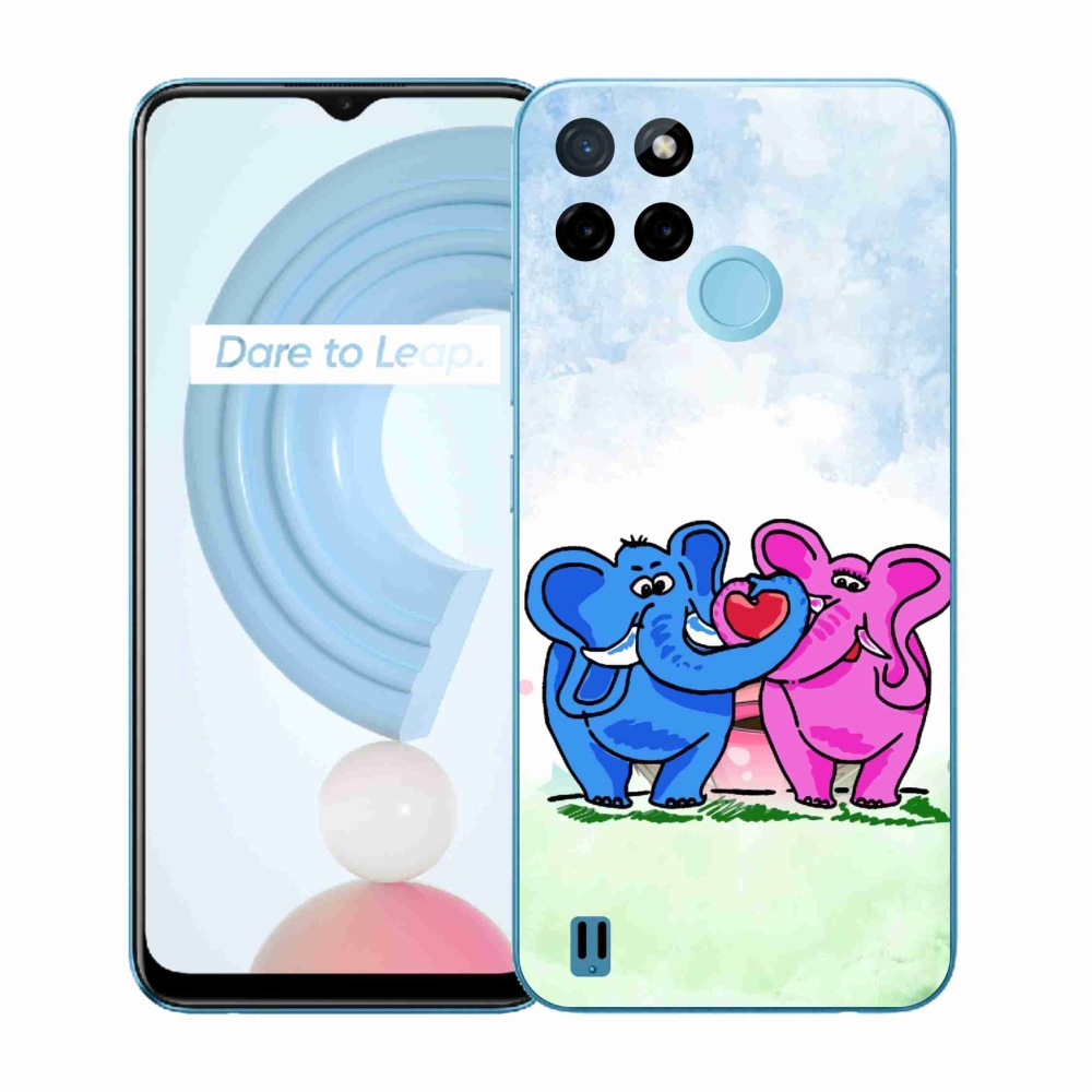 Gél borítás mmCase a Realme C21Y/C25Y készülékhez - szerelmes elefántok