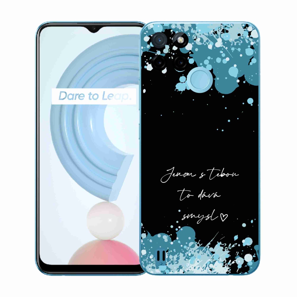Gél borító mmCase a Realme C21Y/C25Y készülékhez - szerelmes szöveg fekete háttérrel