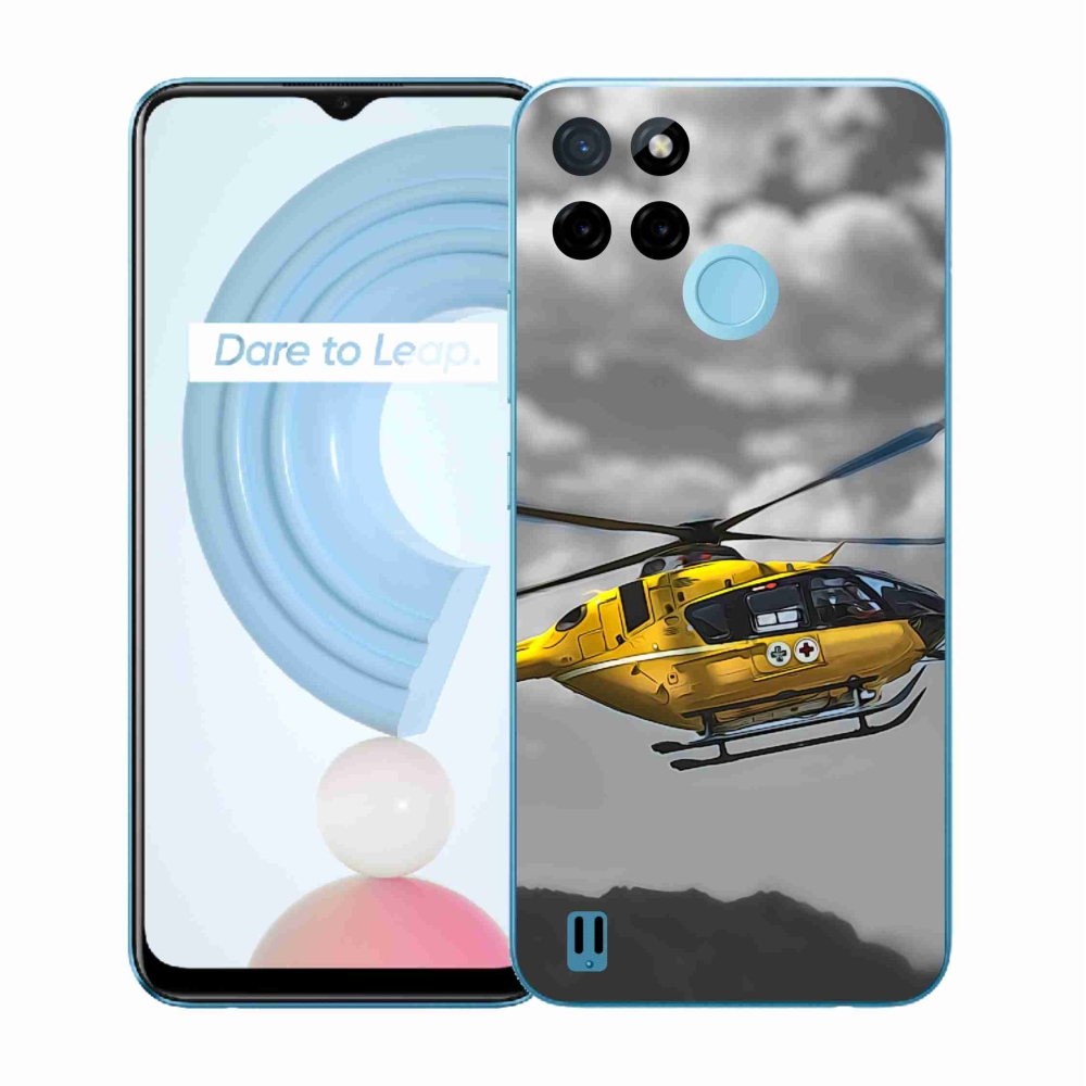 Zselés borítás mmCase a Realme C21Y/C25Y készülékhez - sárga helikopter