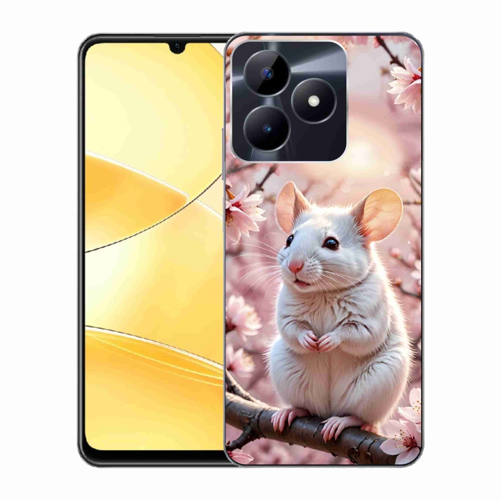 mmCase gél tok a Realme C51/C53-hoz – fehér egér egy ágon