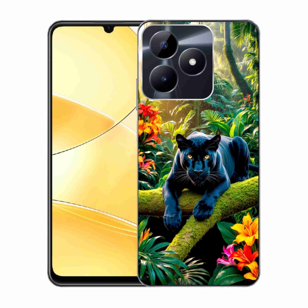 mmCase géltok a Realme C51/C53-hoz – fekete párduc a dzsungelben