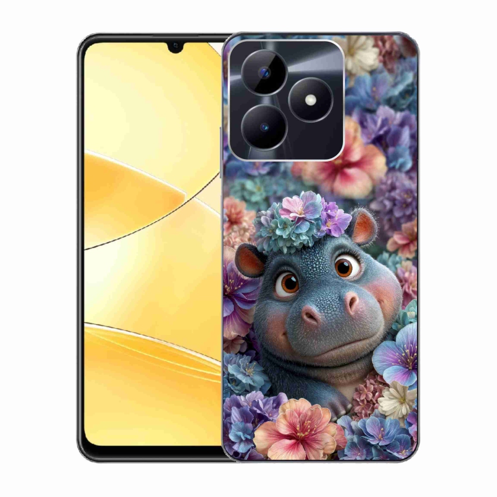 mmCase géltok a Realme C51/C53-hoz – virágok között úszó kis víziló
