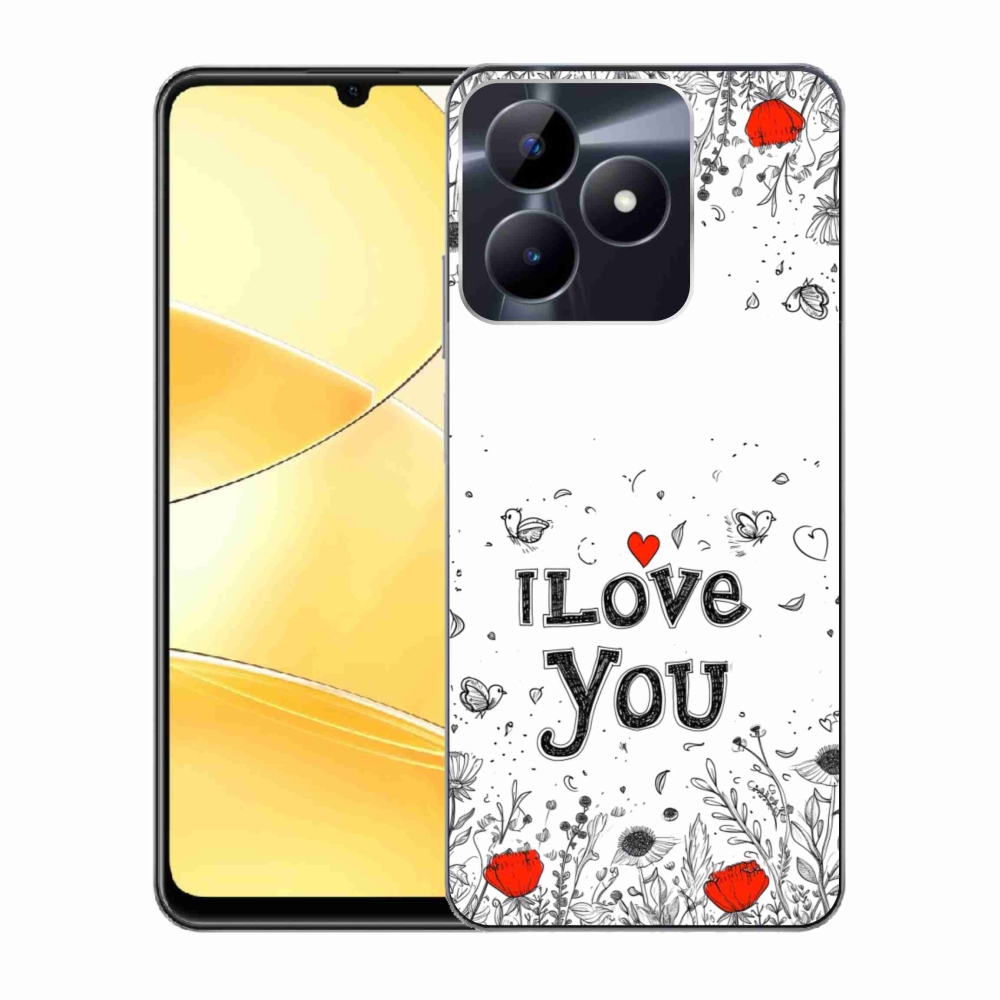 Gél borító mmCase a Realme C51/C53 készülékhez - I love you fehér háttérrel