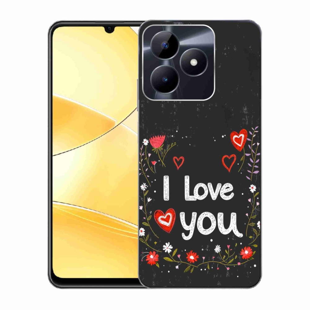 Gél borító mmCase a Realme C51/C53 készülékhez - Szeretlek fekete háttérrel
