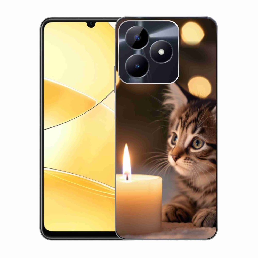 mmCase gél tok a Realme C51/C53-hoz – cica és gyertya