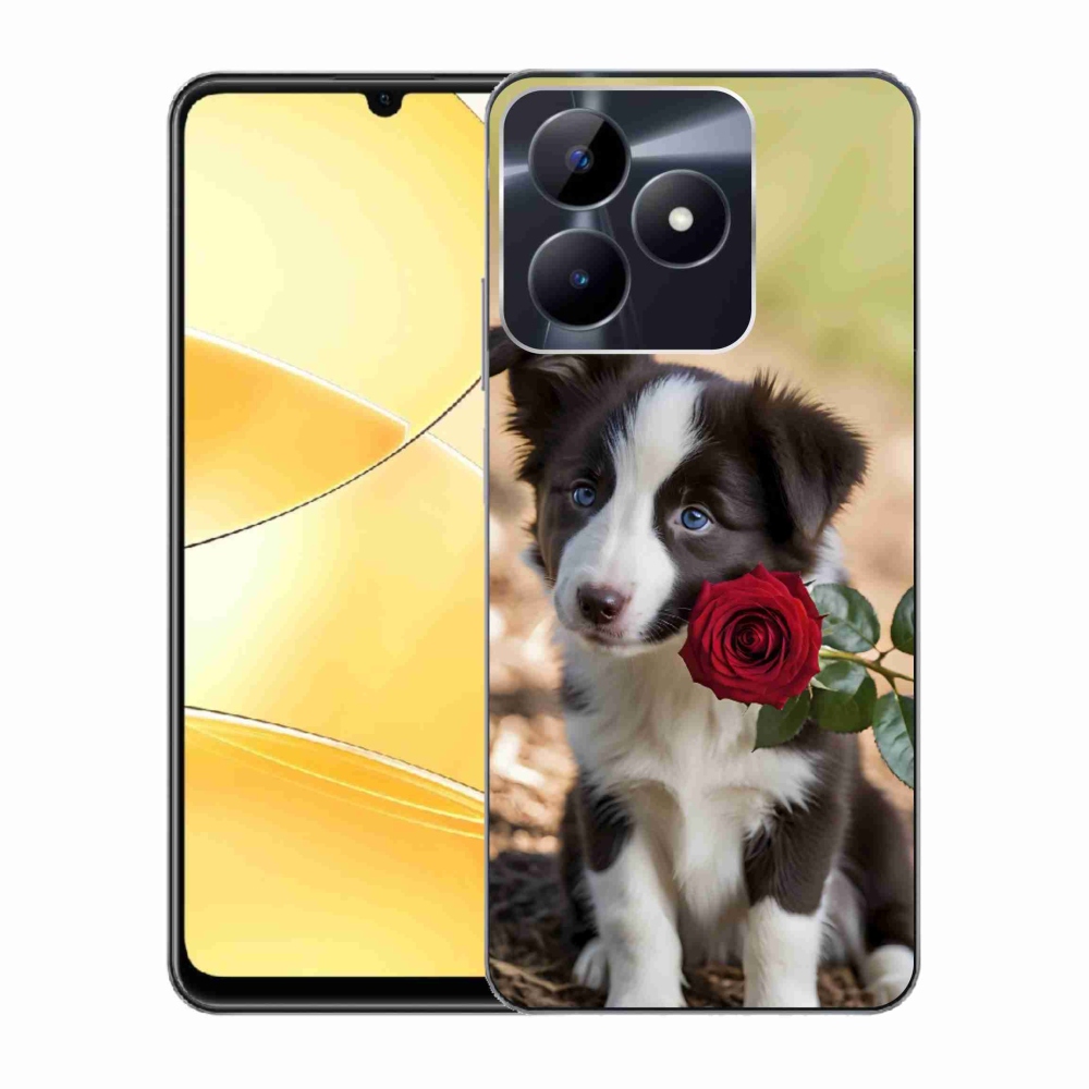 mmCase gél tok a Realme C51/C53-hoz – aranyos border collie rózsával