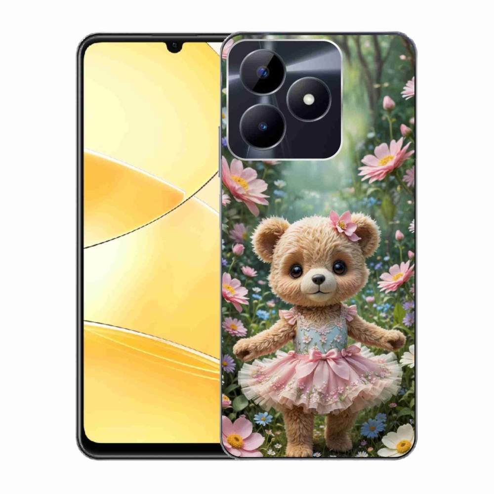 mmCase gél tok a Realme C51/C53-hoz – aranyos mackó virágok között