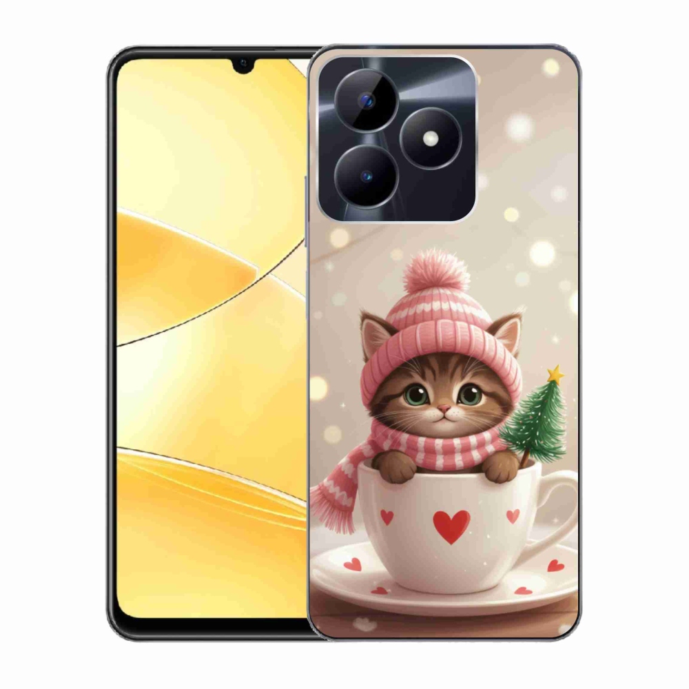 mmCase gél tok a Realme C51/C53-hoz – karácsonyi cica csészében