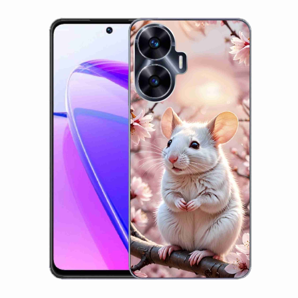mmCase gél tok a Realme C55-hez – fehér egér egy ágon