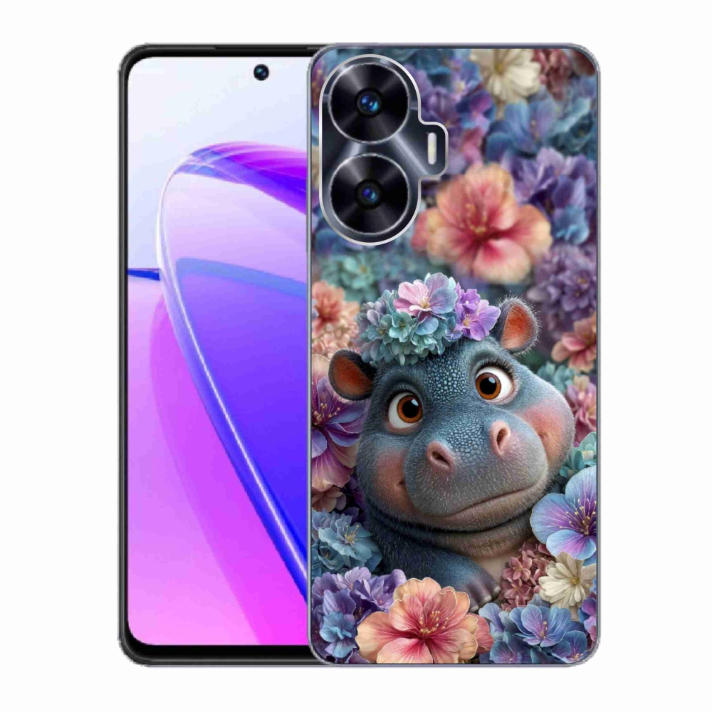 mmCase géltok a Realme C55-hez – virágokkal díszített kis víziló